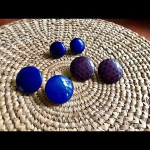 🔵 90s Circle Statement Earrings Purple & Blue 🔵